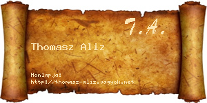 Thomasz Aliz névjegykártya
